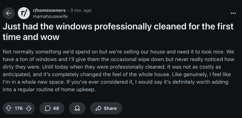 windows professionally cleaned