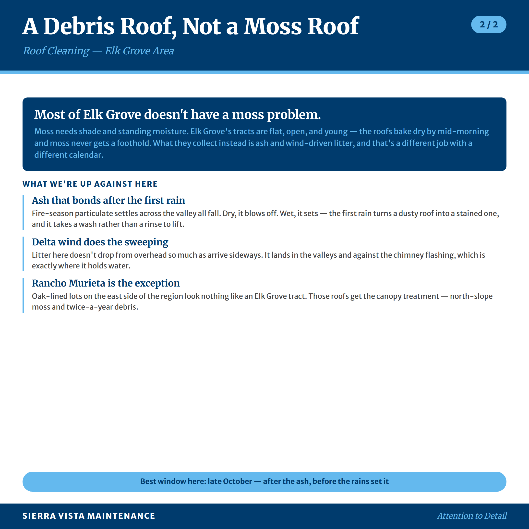 Roof Cleaning in Elk Grove and Rancho Murieta: What we're up against