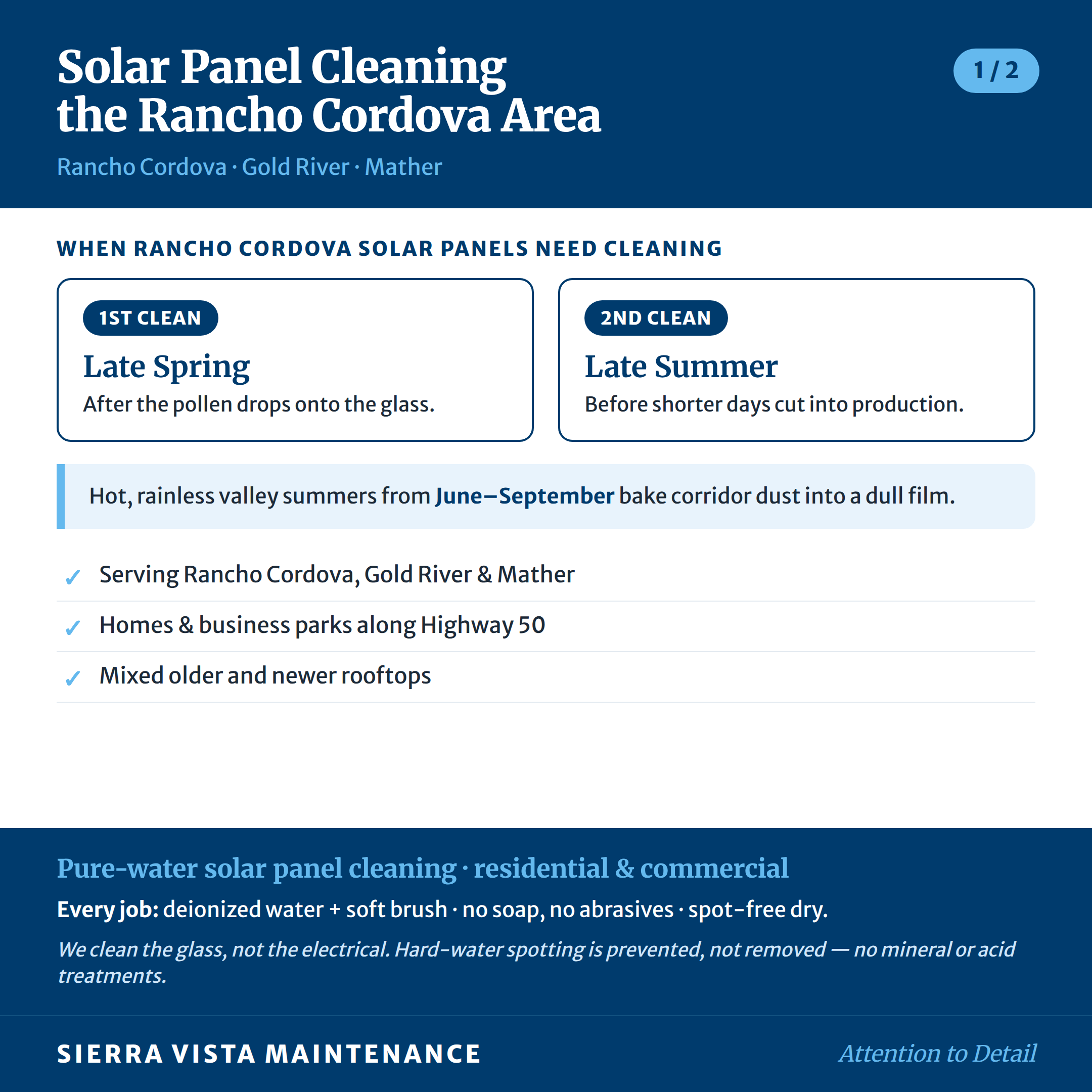 Solar Panel Cleaning for Rancho Cordova, Gold River & Mather: When panels need cleaning